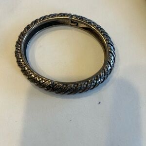 Brighton Silver Textured hinged Bangle Bracelet